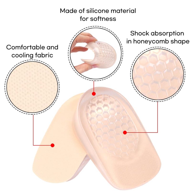 FOOTINSOLE.COM Premium Heel Cushions for Heel Pain Relief & Shoe Comfort â€“ Gel Inserts for Men & Women, High Heel Pads & Grips, Adjust for Loose Shoes (Small (1.0" Height), Beige) - Image 3